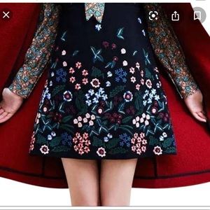 Zara black floral embroidered skirt